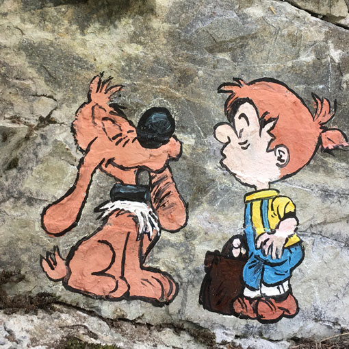 Boule et Bill, peinture sur rochers