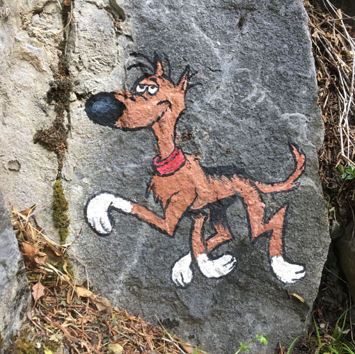 Rantanplan, peinture sur rochers