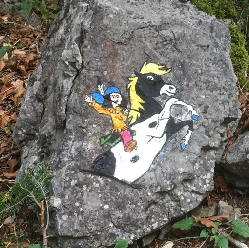 Yakari, peinture sur rochers